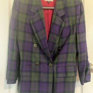 Kasper Purple and Green Checkered Blazer
